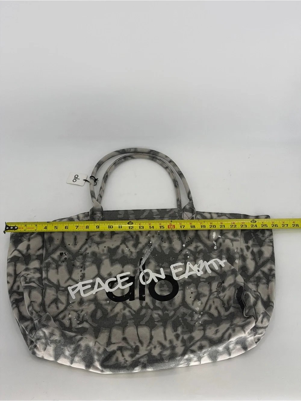 ALO Yoga Gray Tie-Dye 'Peace On Earth' Canvas Tote NWT